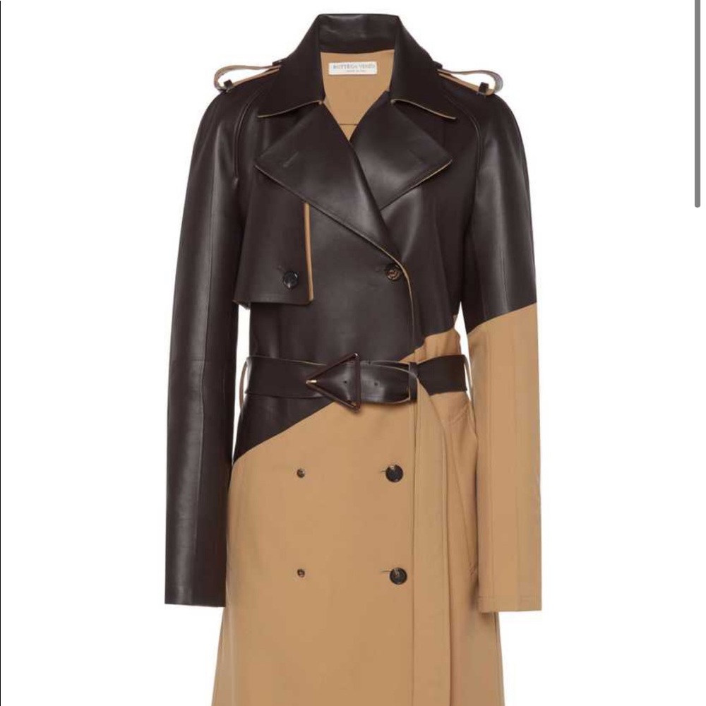 BOTTEGA VENETA NWT Leather and Wool Trench. - Picture 9 of 13